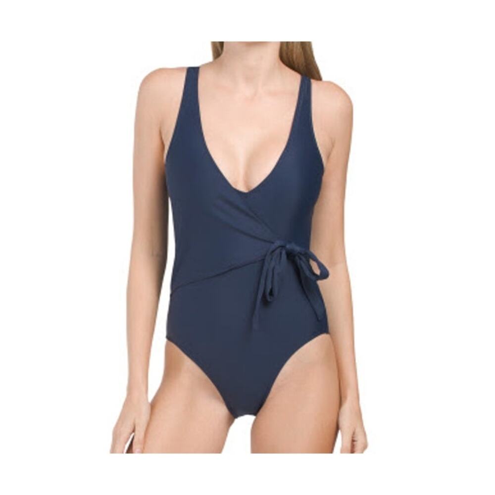 SUMMERSALT NWT The Perfect Wrap One-piece Swimsuit Bathing Suit Deep Sea Blue 20